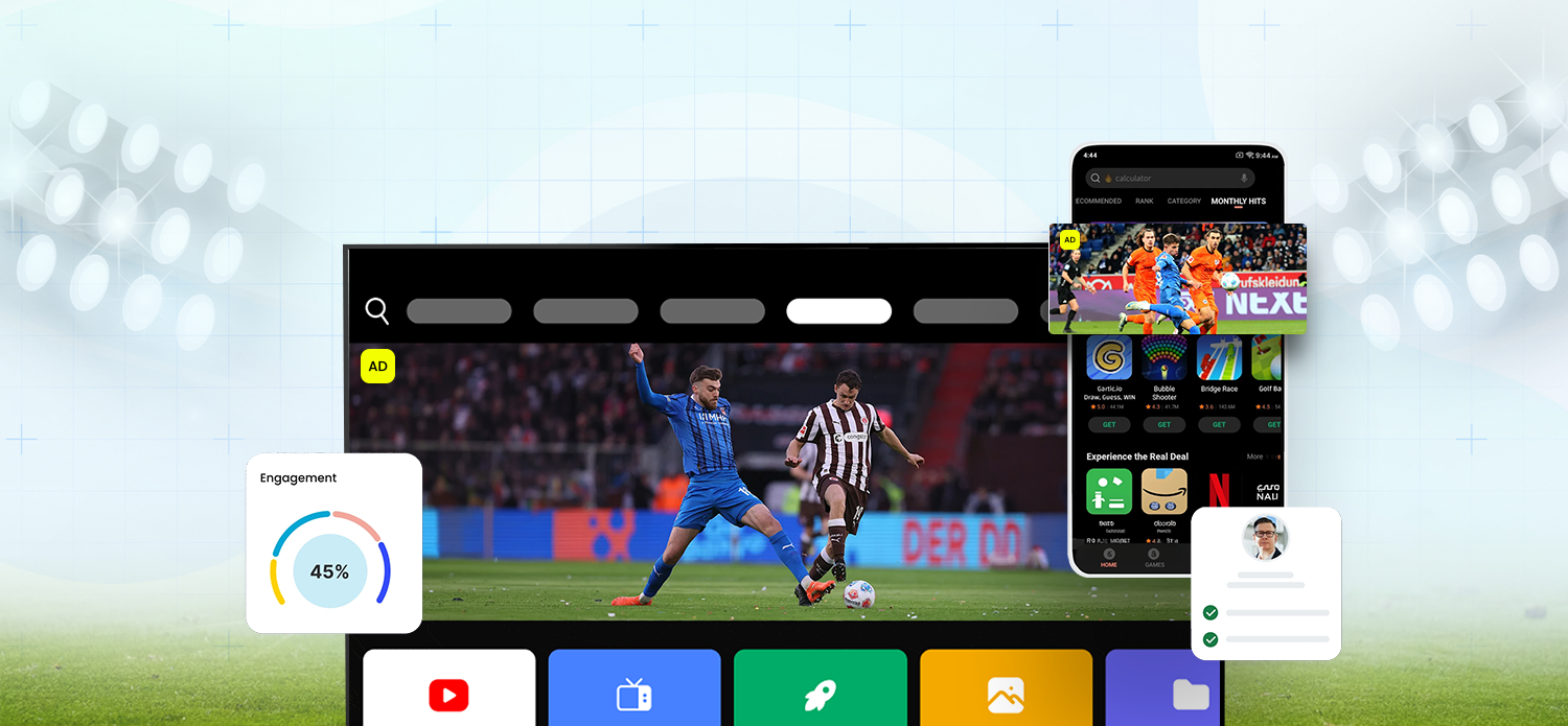 Football advertising on CTV and mobile ad formats powered by AI audience intelligence for year-round omnichannel fan engagement.